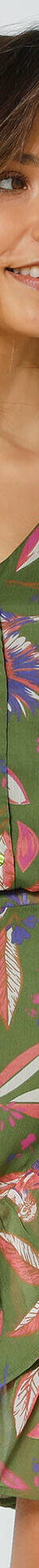 Jupe volantée effet portefeuille, voile imprimé (kaki / corail) Jupe volantée effet portefeuille, voile imprimé (kaki / corail)